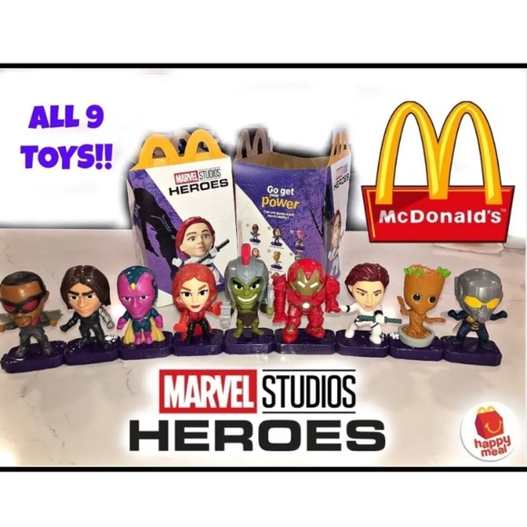 : Complete 9 Marvel Studios Heroes 2020 Figures McDonald's Happy Meal Kids Toys - Picture 1 of 10